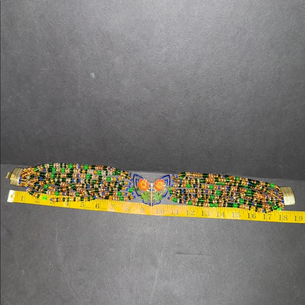 Vintage Glass Beaded Cloisonné Pendant Necklace
